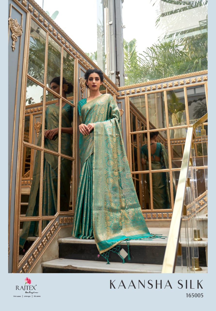 Rajtex Kaansha Latest Fancy  Designer Banarasi silk with soft zari weaving Exclusive Silk Saree Collection